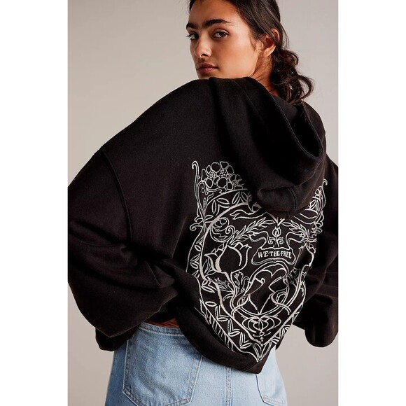 Free People We The Free Spirit Bubble Hoodie Sweatshirt Top Graphic M NWT 282904 - Picture 1 of 11